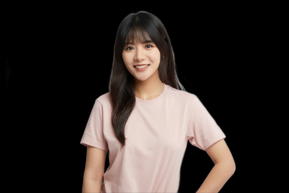 Photo with a solid black studio background and shadow